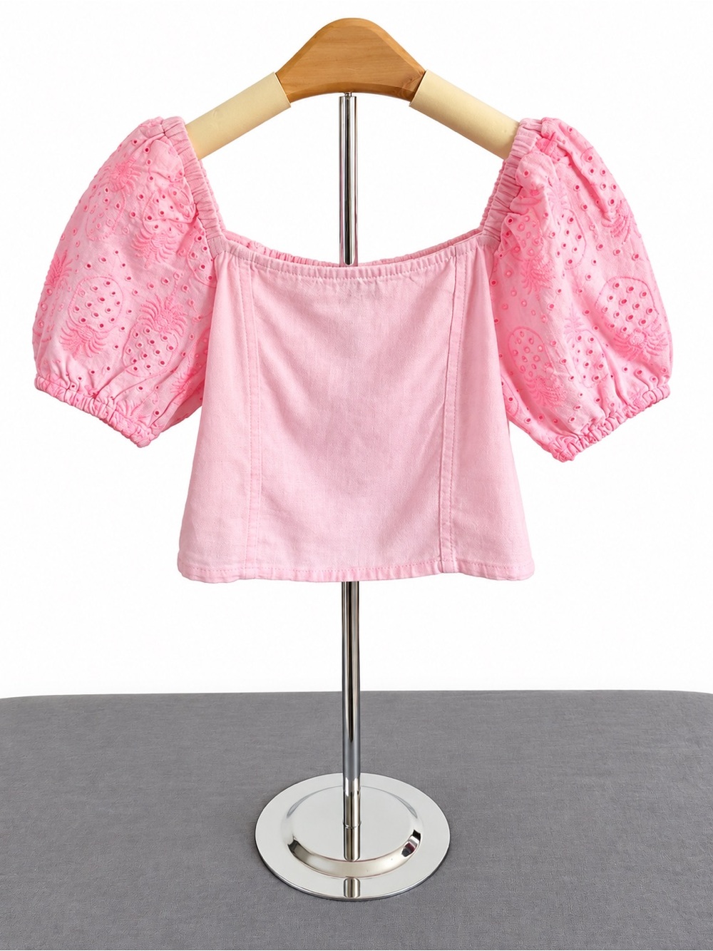 NWT Old Navy Pink Puff Sleeve Top – Girls Size S (6–7)